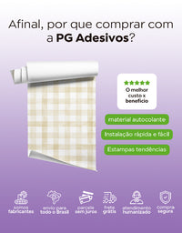 KIT DE 4 ROLOS - 1,00m x 50cm - Papel de Parede Adesivo Xadrez Vichy Aquarela Amarela