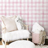 KIT DE 6 ROLOS - 2,50m x 50cm - Papel de Parede Adesivo Xadrez Vichy Aquarela Rosa Ternura