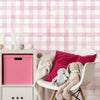 KIT DE 5 ROLOS - 1,50m x 50cm - Papel de Parede Adesivo Xadrez Vichy Aquarela Rosa Ternura