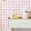 KIT DE 6 ROLOS - 2,50m x 50cm - Papel de Parede Adesivo Xadrez Vichy Aquarela Rosa Ternura
