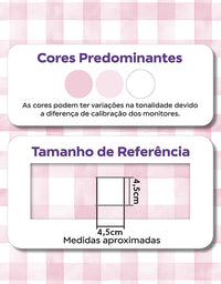 KIT DE 5 ROLOS - 1,50m x 50cm - Papel de Parede Adesivo Xadrez Vichy Aquarela Rosa Ternura