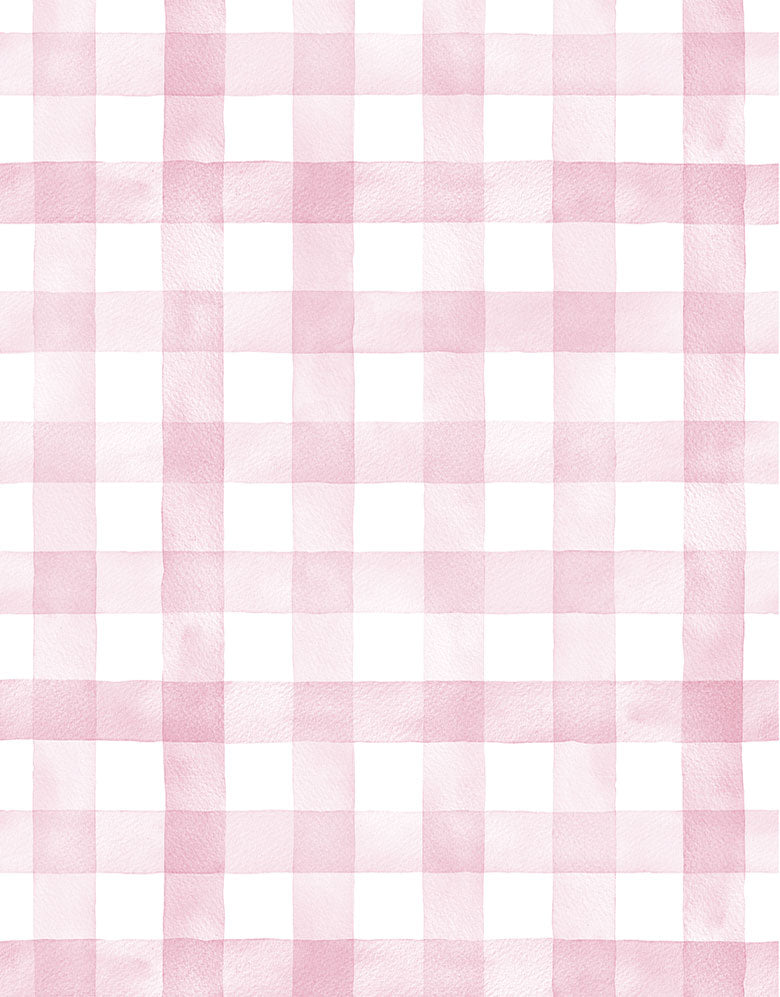 KIT DE 6 ROLOS - 2,50m x 50cm - Papel de Parede Adesivo Xadrez Vichy Aquarela Rosa Ternura
