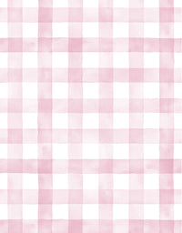 Papel de Parede Adesivo Xadrez Vichy Aquarela Rosa Ternura