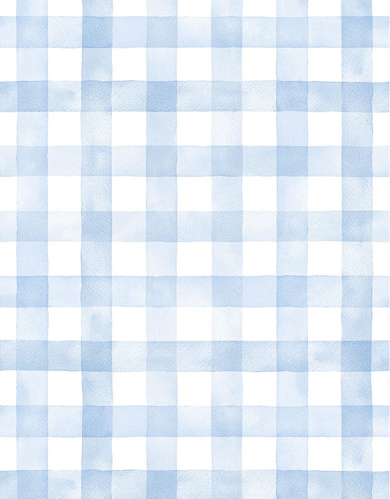 Papel de Parede Adesivo Xadrez Vichy Aquarela Azul Bebê