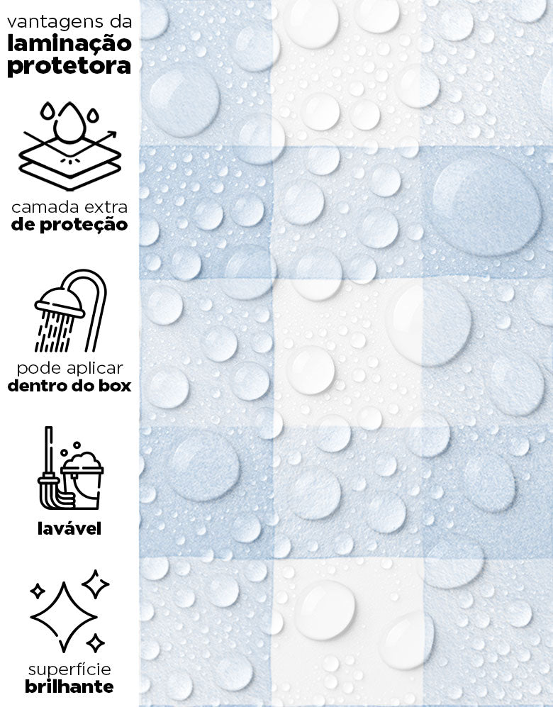 Papel de Parede Adesivo Xadrez Vichy Aquarela Azul Bebê