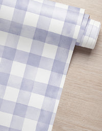 Papel de Parede Adesivo Xadrez Vichy Aquarela Lilás Com Película para áreas úmidas e molhadas 3,00x0,50m