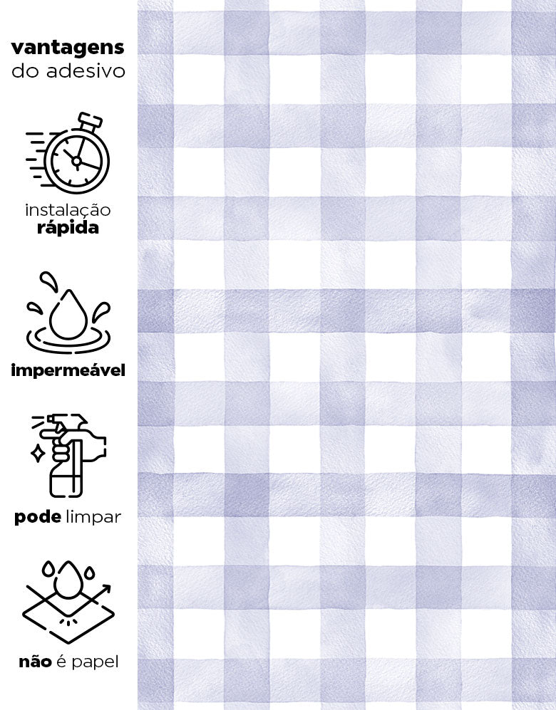Papel de Parede Adesivo Xadrez Vichy Aquarela Lilás