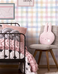 KIT DE 1 ROLOS - 3,00m x 50cm - Papel de Parede Adesivo Xadrez Vichy Aquarela Colorido