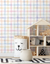 KIT DE 1 ROLOS - 1,50m x 50cm - Papel de Parede Adesivo Xadrez Vichy Aquarela Colorido