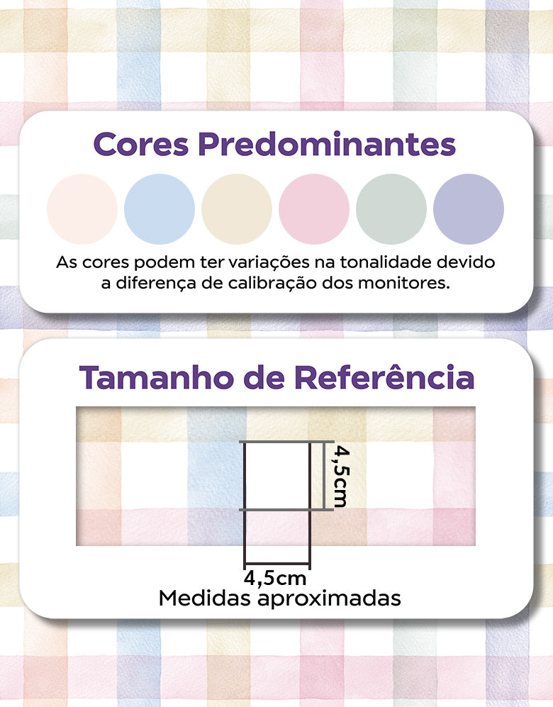 Papel de Parede Adesivo Xadrez Vichy Aquarela Colorido