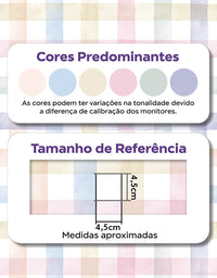 Papel de Parede Adesivo Xadrez Vichy Aquarela Colorido