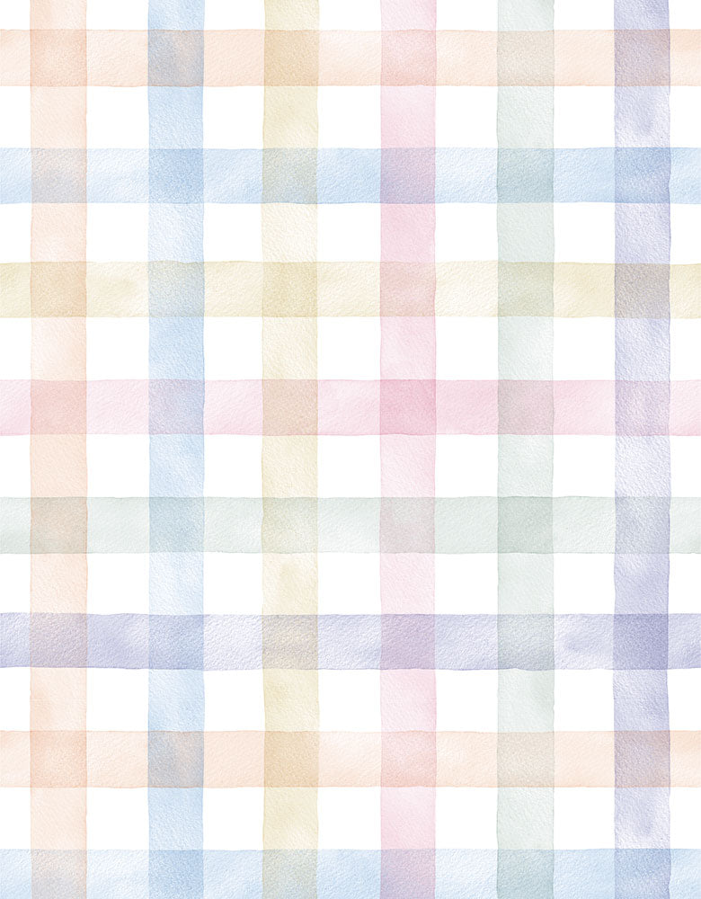 KIT DE 1 ROLOS - 1,50m x 50cm - Papel de Parede Adesivo Xadrez Vichy Aquarela Colorido