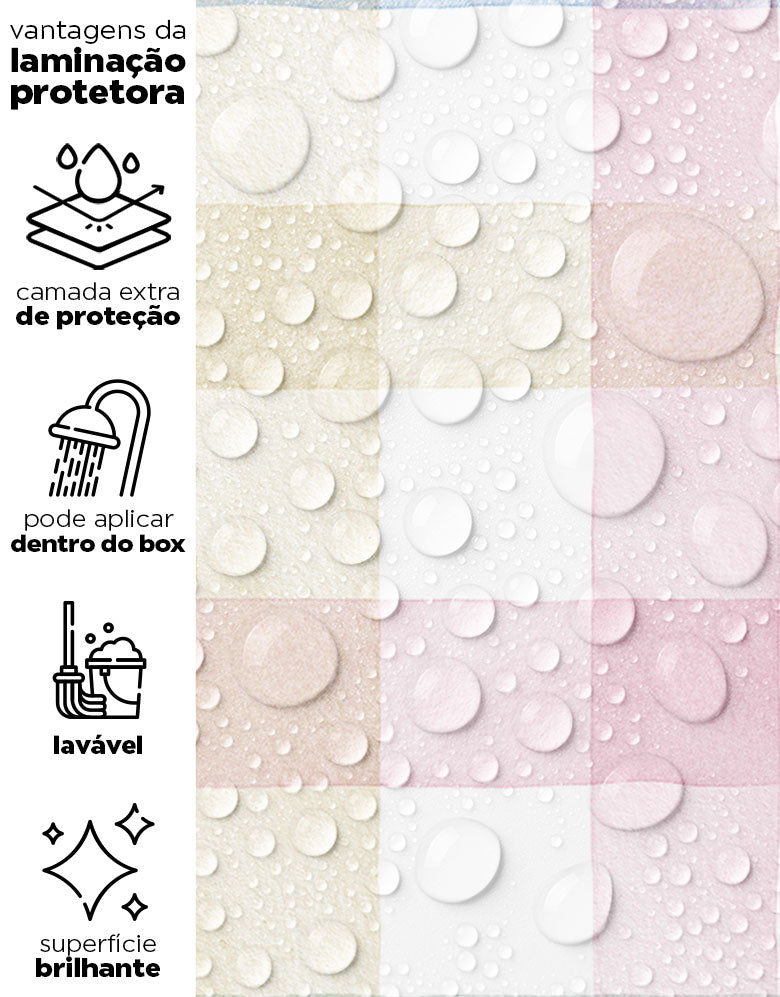 KIT DE 1 ROLOS - 1,50m x 50cm - Papel de Parede Adesivo Xadrez Vichy Aquarela Colorido