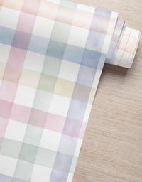 KIT DE 1 ROLOS - 3,00m x 50cm - Papel de Parede Adesivo Xadrez Vichy Aquarela Colorido