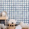KIT DE 3 ROLOS - 3,00m x 50cm - Papel de Parede Adesivo Xadrez Vichy Aquarela Azul Noturno