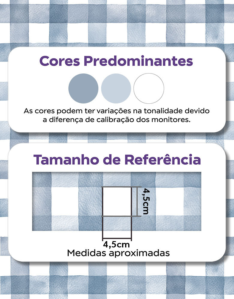 Papel de Parede Adesivo Xadrez Vichy Aquarela Azul Noturno