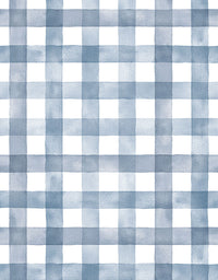 KIT DE 3 ROLOS - 3,00m x 50cm - Papel de Parede Adesivo Xadrez Vichy Aquarela Azul Noturno