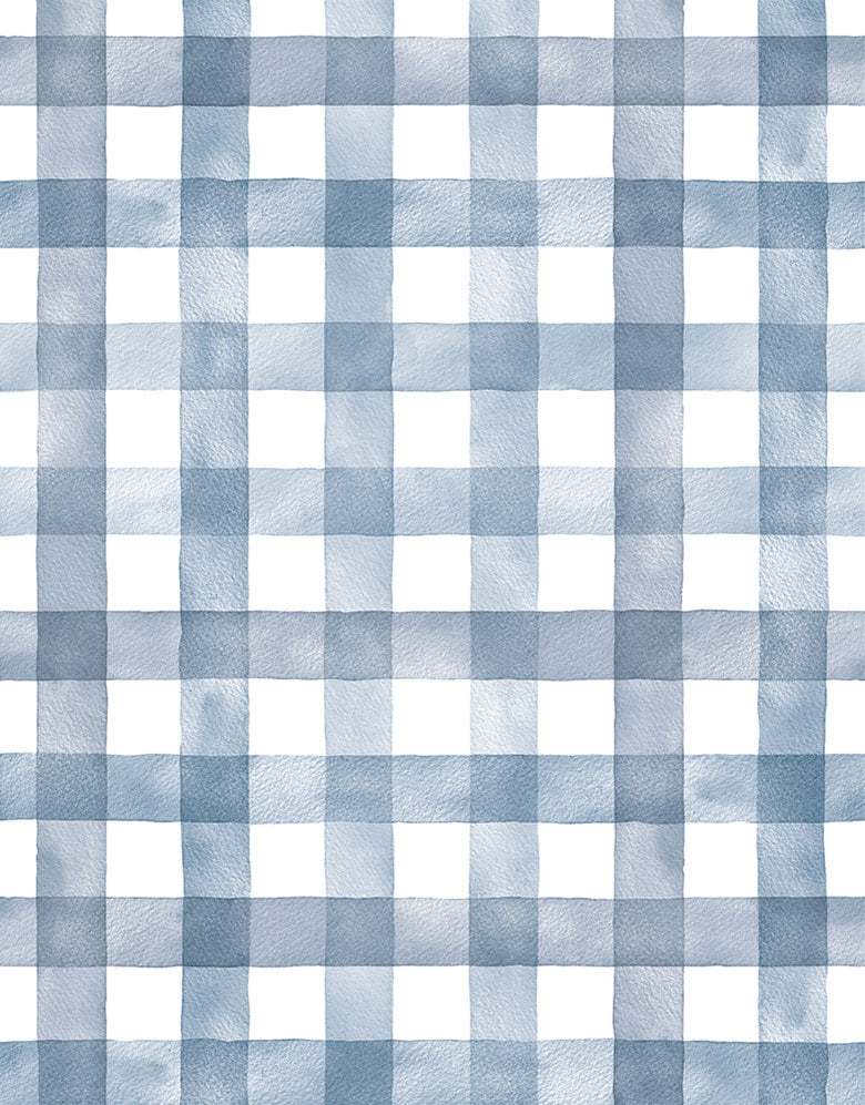 KIT DE 3 ROLOS - 3,00m x 50cm - Papel de Parede Adesivo Xadrez Vichy Aquarela Azul Noturno