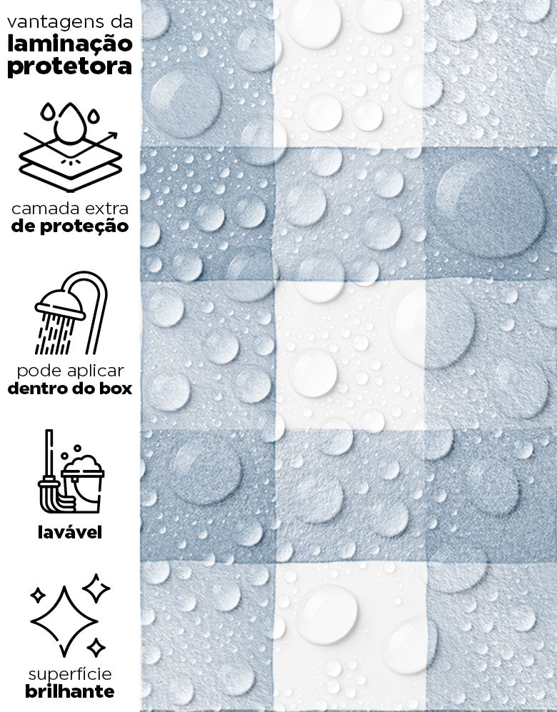 Papel de Parede Adesivo Xadrez Vichy Aquarela Azul Noturno