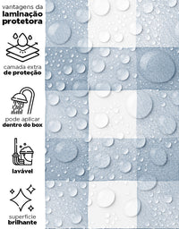 KIT DE 5 ROLOS - 1,00m x 50cm - Papel de Parede Adesivo Xadrez Vichy Aquarela Azul Noturno