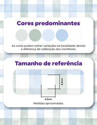 KIT DE 5 ROLOS - 2,50m x 50cm - Papel de Parede Adesivo Xadrez Vichy Aquarela Azul e Verde