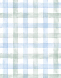 Papel de Parede Adesivo Xadrez Vichy Aquarela Azul e Verde
