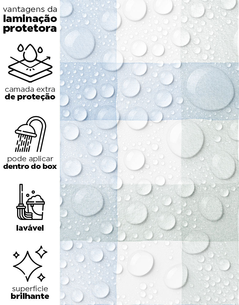 KIT DE 4 ROLOS - 3,00m x 50cm - Papel de Parede Adesivo Xadrez Vichy Aquarela Azul e Verde