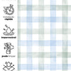 KIT DE 5 ROLOS - 2,50m x 50cm - Papel de Parede Adesivo Xadrez Vichy Aquarela Azul e Verde