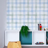 KIT DE 5 ROLOS - 2,50m x 50cm - Papel de Parede Adesivo Xadrez Vichy Aquarela Azul e Verde