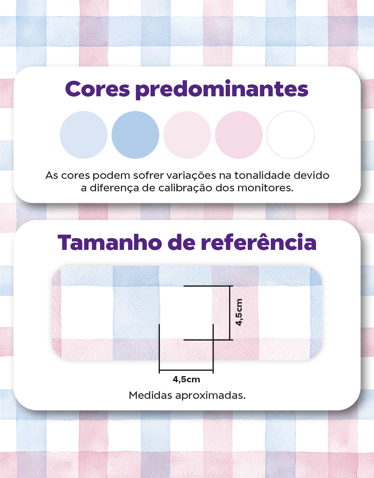 Papel de Parede Adesivo Xadrez Vichy Aquarela Azul e Rosa