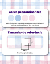 Papel de Parede Adesivo Xadrez Vichy Aquarela Azul e Rosa