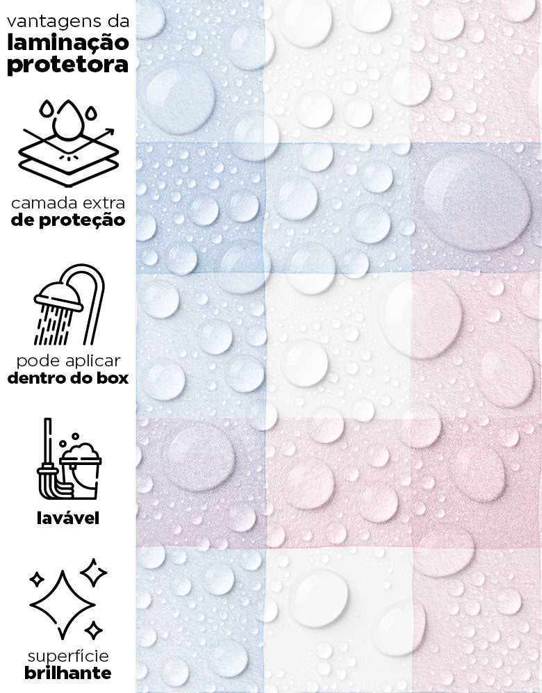 Papel de Parede Adesivo Xadrez Vichy Aquarela Azul e Rosa