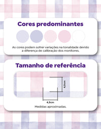 KIT DE 4 ROLOS - 1,00m x 50cm - Papel de Parede Adesivo Xadrez Vichy Aquarela Rosa e Lilás