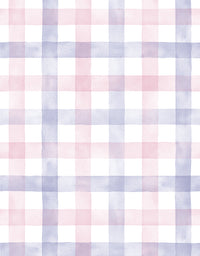 KIT DE 6 ROLOS - 1,00m x 50cm - Papel de Parede Adesivo Xadrez Vichy Aquarela Rosa e Lilás