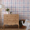 KIT DE 4 ROLOS - 1,00m x 50cm - Papel de Parede Adesivo Xadrez Vichy Aquarela Rosa e Lilás
