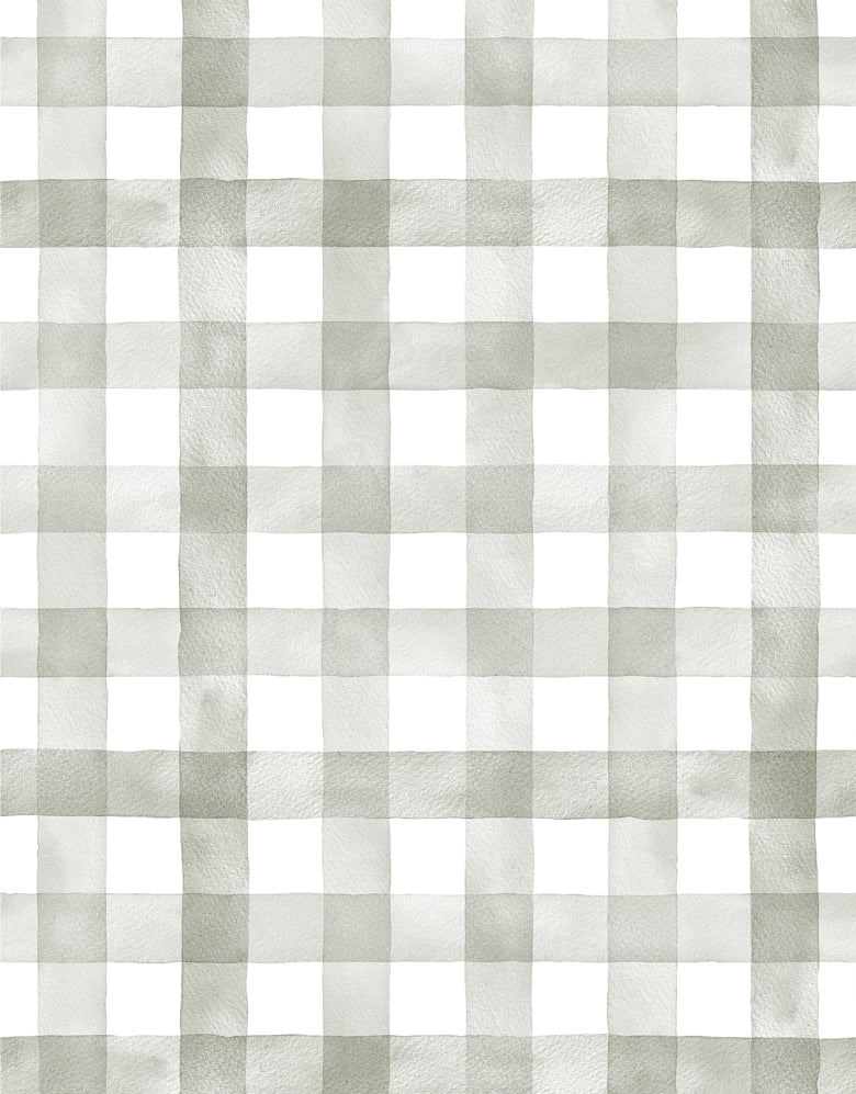 KIT DE 11 ROLOS - 2,50m x 50cm - Papel de Parede Adesivo Xadrez Vichy Aquarela Sálvia