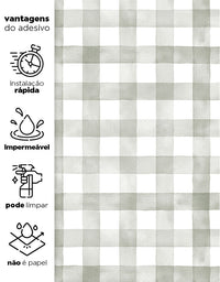 Papel de Parede Adesivo Xadrez Vichy Aquarela Sálvia