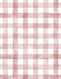 KIT DE 5 ROLOS - 1,00m x 50cm - Papel de Parede Adesivo Xadrez Vichy Aquarela Rosa Blush