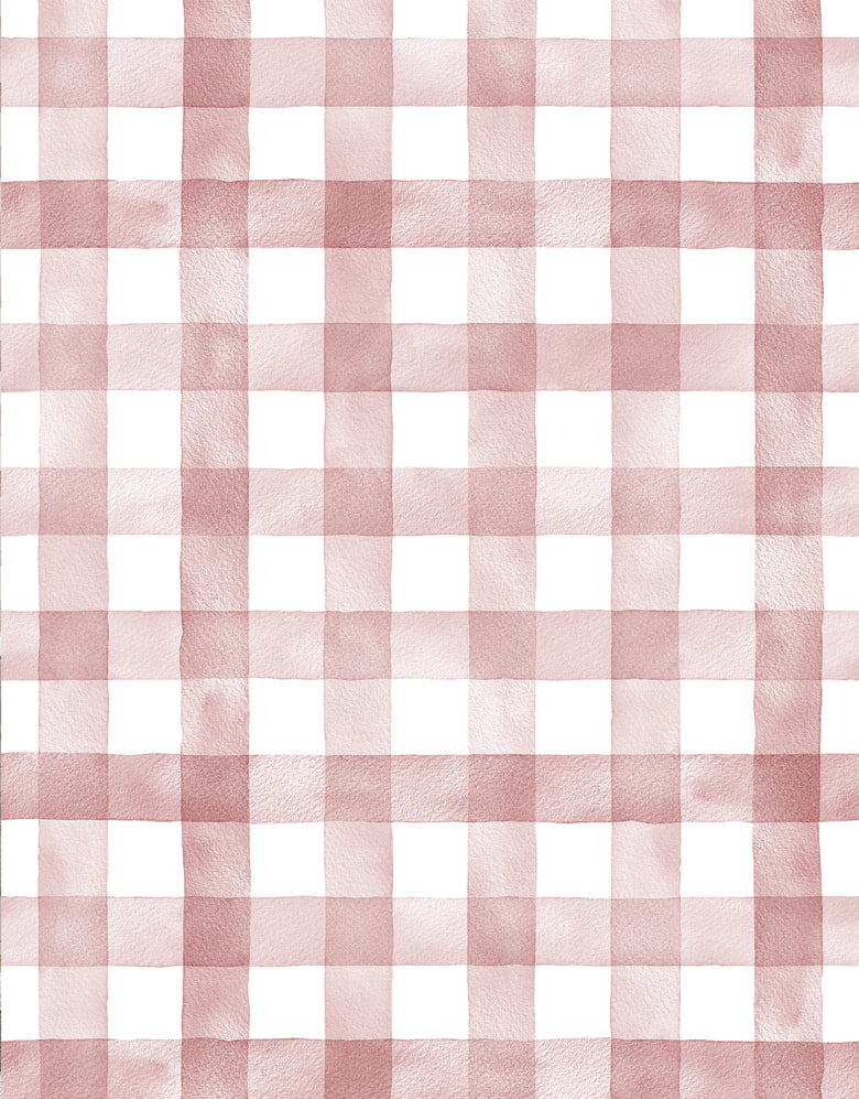 KIT DE 6 ROLOS - 1,00m x 50cm - Papel de Parede Adesivo Xadrez Vichy Aquarela Rosa Blush