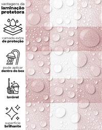 KIT DE 5 ROLOS - 1,00m x 50cm - Papel de Parede Adesivo Xadrez Vichy Aquarela Rosa Blush
