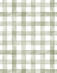 Papel de Parede Adesivo Xadrez Vichy Aquarela Oliva