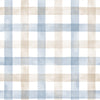 KIT DE 5 ROLOS - 1,00m x 50cm - Papel de Parede Adesivo Xadrez Vichy Aquarela Azul e Marrom