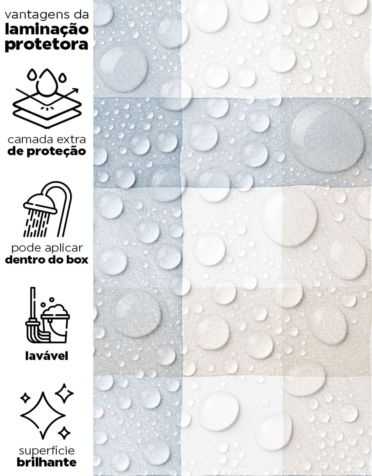 KIT DE 5 ROLOS - 1,00m x 50cm - Papel de Parede Adesivo Xadrez Vichy Aquarela Azul e Marrom