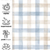 KIT DE 5 ROLOS - 1,00m x 50cm - Papel de Parede Adesivo Xadrez Vichy Aquarela Azul e Marrom