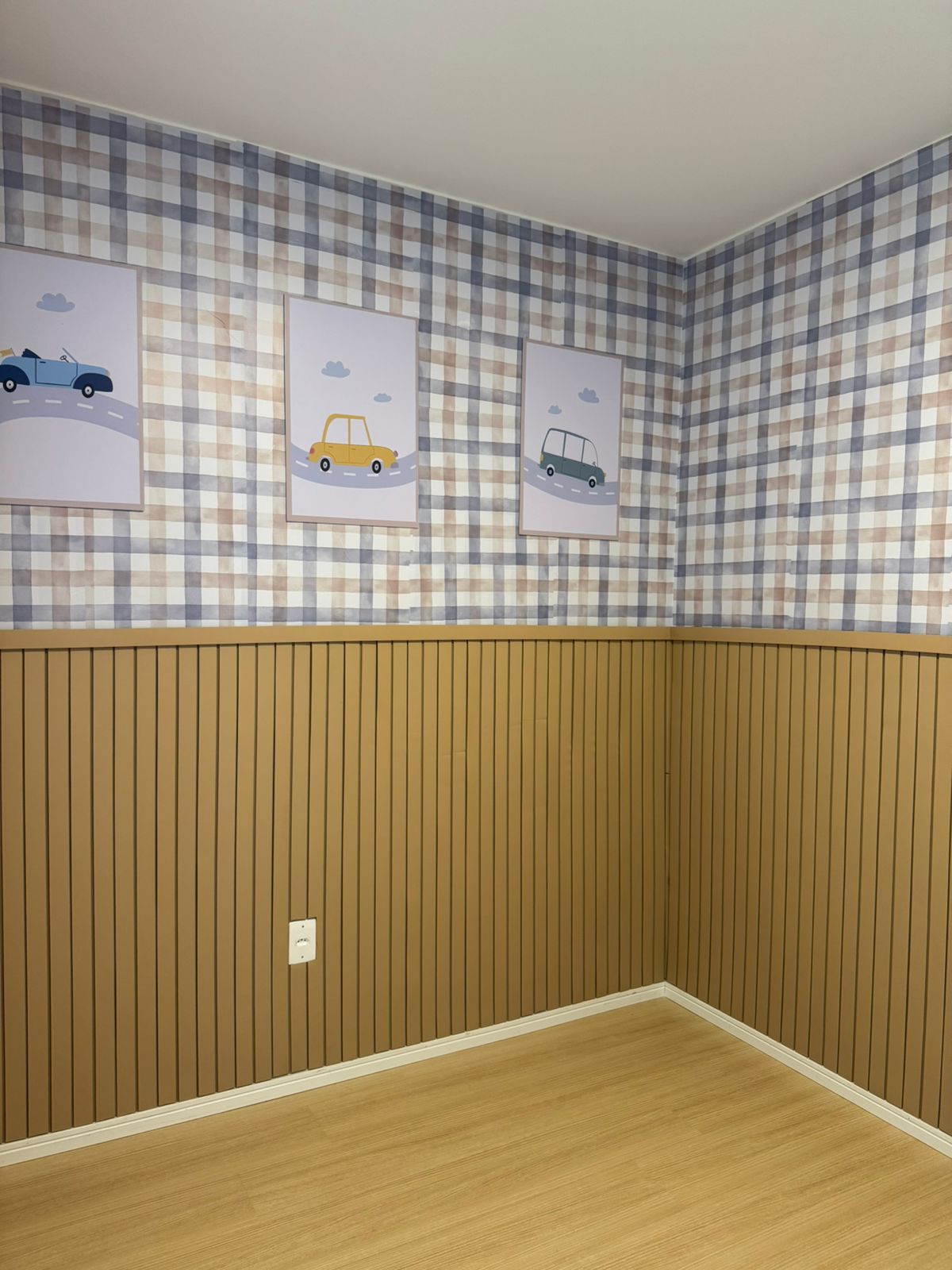 Papel de Parede Adesivo Xadrez Vichy Aquarela Azul e Marrom