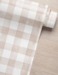 KIT DE 6 ROLOS - 3,00m x 50cm - Papel de Parede Adesivo Xadrez Vichy Aquarela Nude