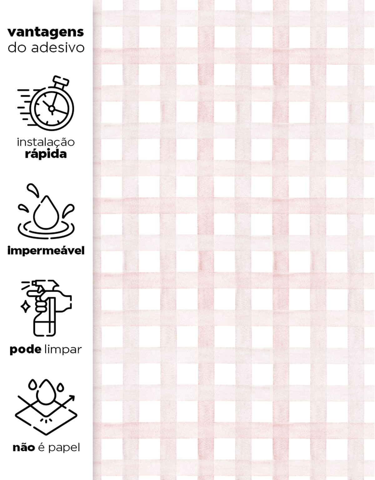 Papel de Parede Xadrez Grid Rosa Bebê