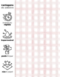 Papel de Parede Xadrez Grid Rosa Bebê