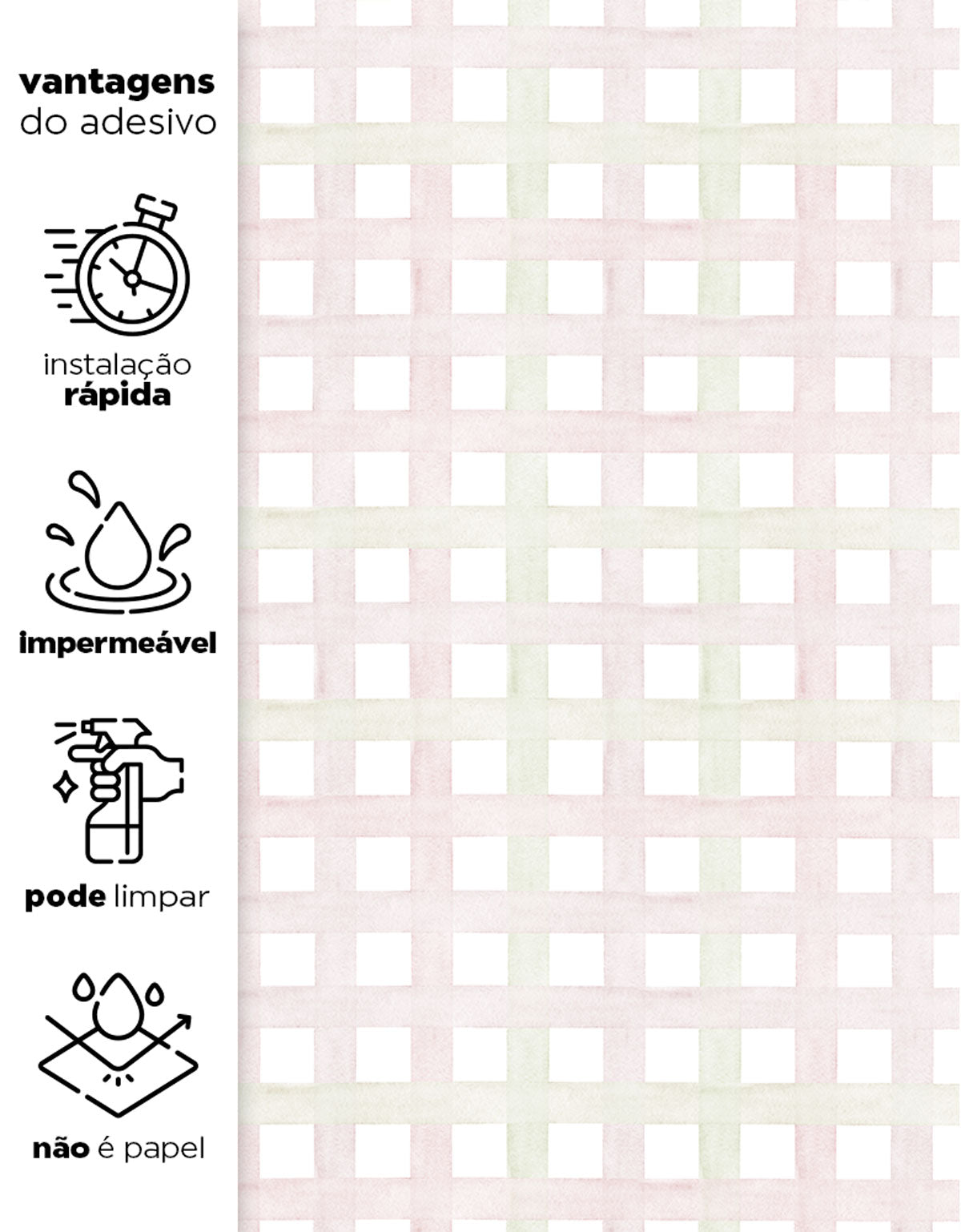 Papel de Parede Xadrez Grid Rosa e Verde