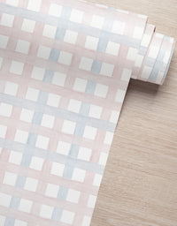 Papel de Parede Adesivo Xadrez Grid Rosa e Azul